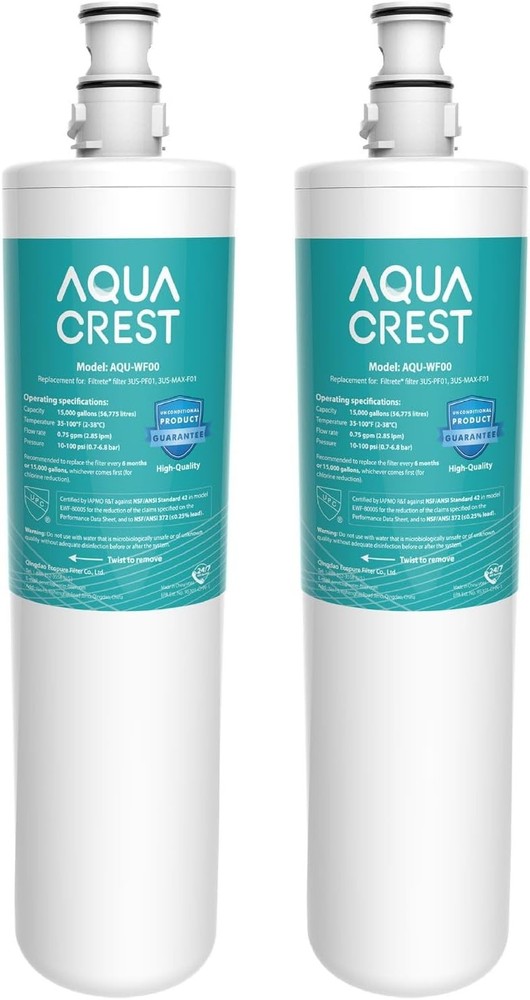 AQUA CREST Under Sink Water Filter, 3US-PF01, Replacement for 3US-MAX-F01H (2)
