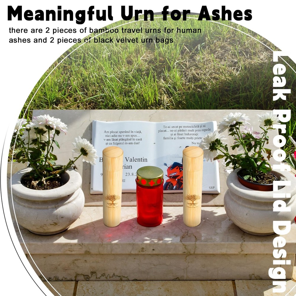 Thyle 1 Set Bamboo Scattering Urns for Ashes 9'' x 2'' Light Brown