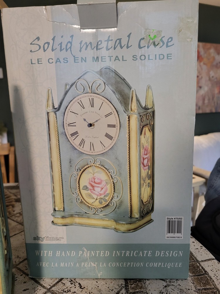 Vintage 80s Solid Metal Case Clock Skytimer Edinburgh Clock Works Batt...