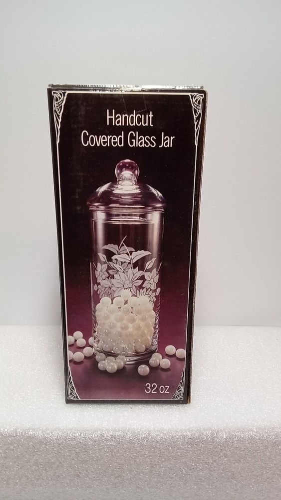 HANDCUT COVERED GLASS JAR