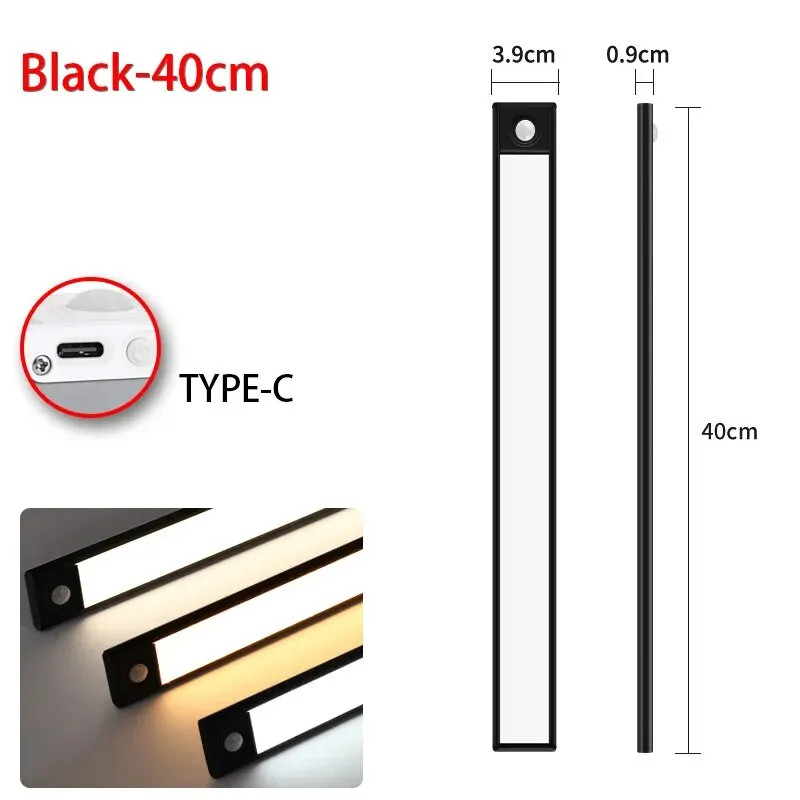 LED Motion Sensor Under Cabinet Light USB Rechargeable Kitchen Night Light