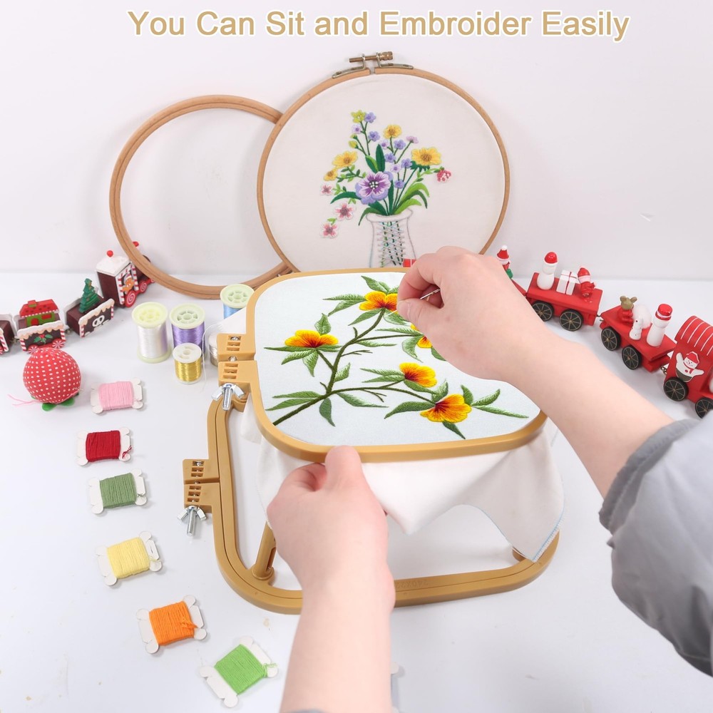 Versatile Double Embroidery Stand, Compact Desktop Embroidery Cross Stitch Fr...