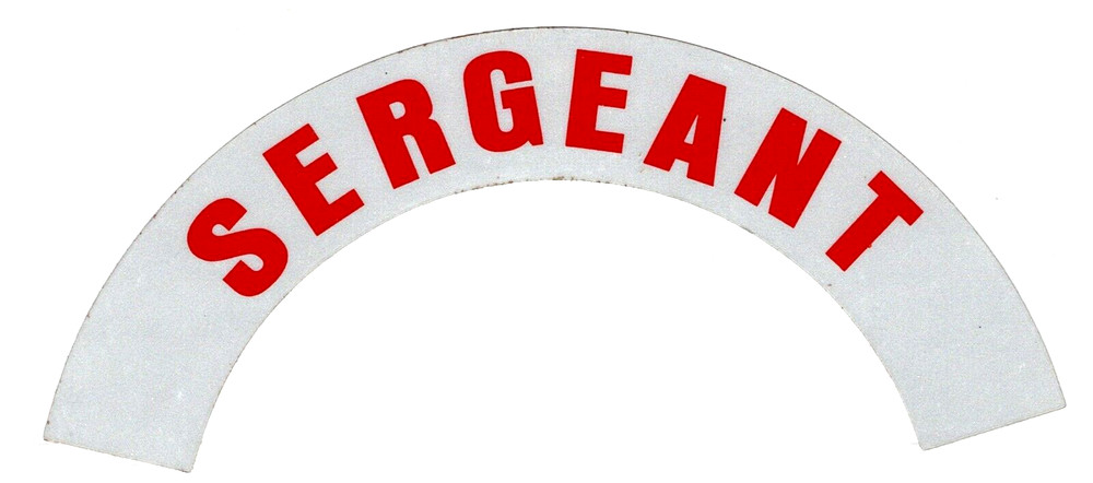 SERGEANT Highly Reflective Crescent Fire Helmet Decals - A PAIR (RED)