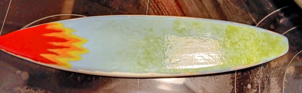 Surfboard Decor 15" BEACH Ceramic Handmade Unique