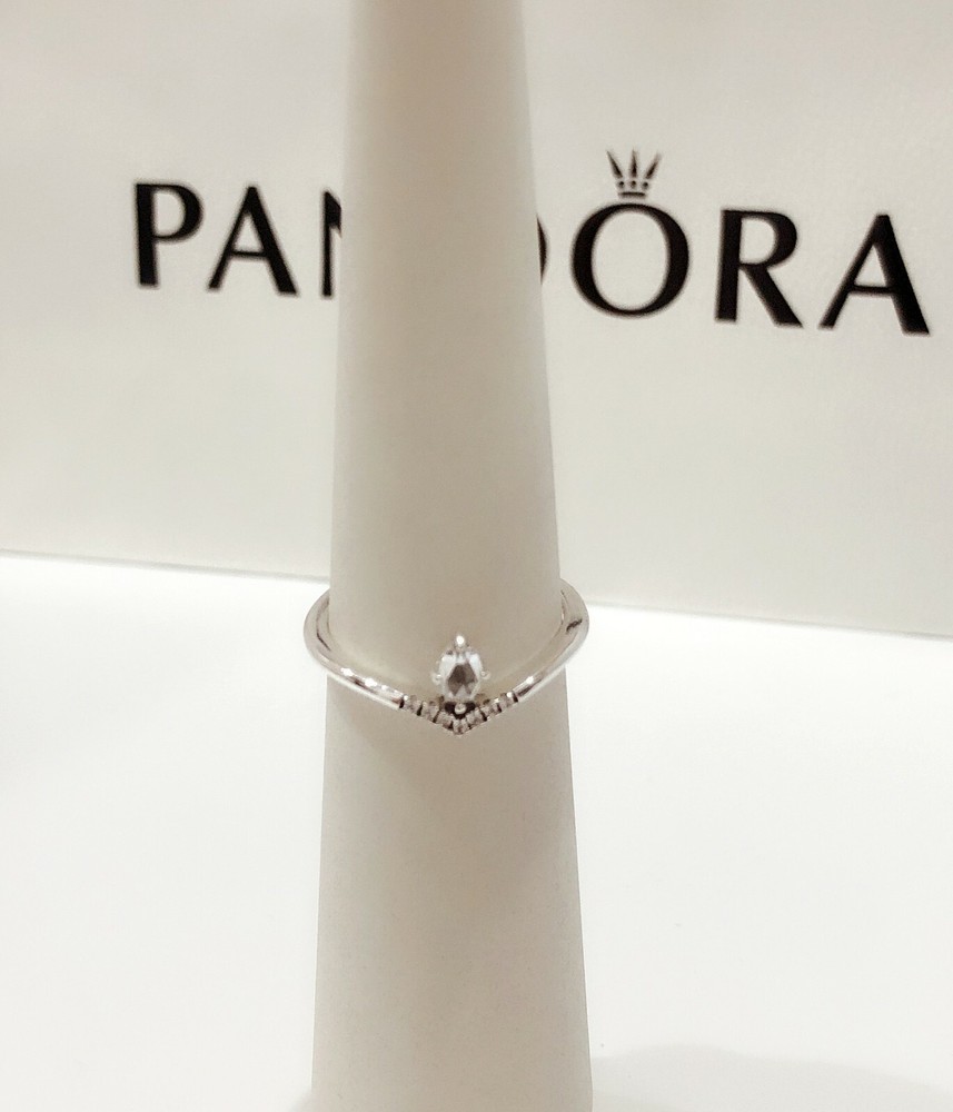 NEW Authentic PANDORA 925 Ale Classic Wish Wishbone CZ Stackable Ring 197790CZ