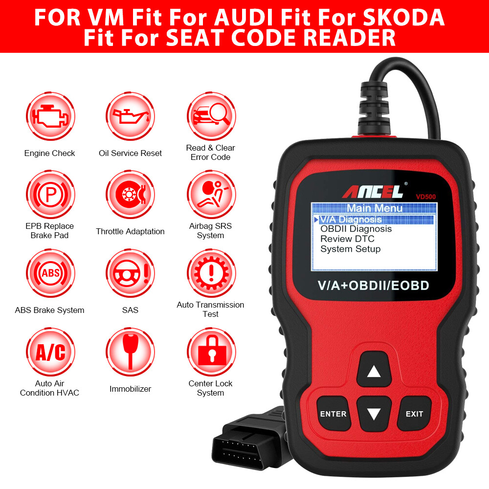 Ancel VD500 Car OBD2 Code Reader All System EPB ABS Oil Diagnostic Scanner Tool