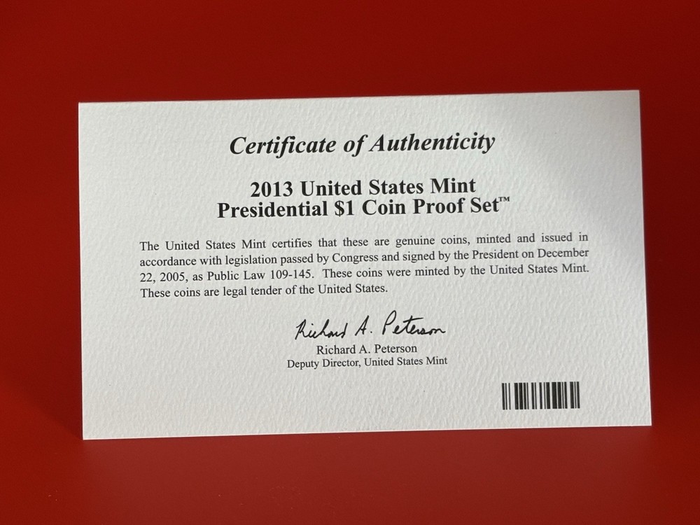 2013 U.S. Mint Presidential $1 Coin Proof Set