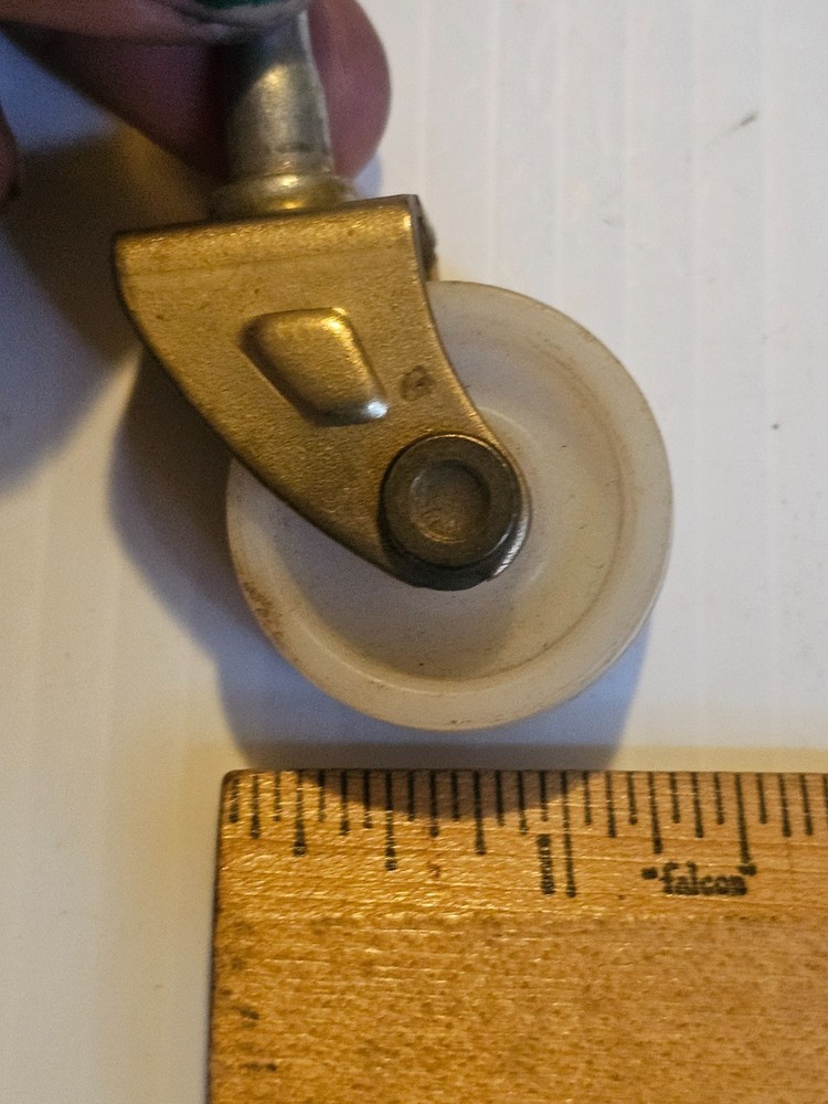 3 Vintage Plastic & Metal Wheels Casters off chairs / Table ? Y