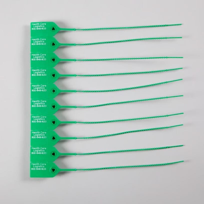 *100-Pieces* Pull-Tight Security Seals Consecutively Numbered 9" Green 7817