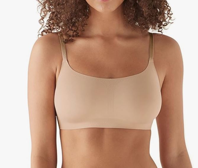 True & Co True Everybody Beige Adjustable Strap Scoop Neck Wireless Bra
