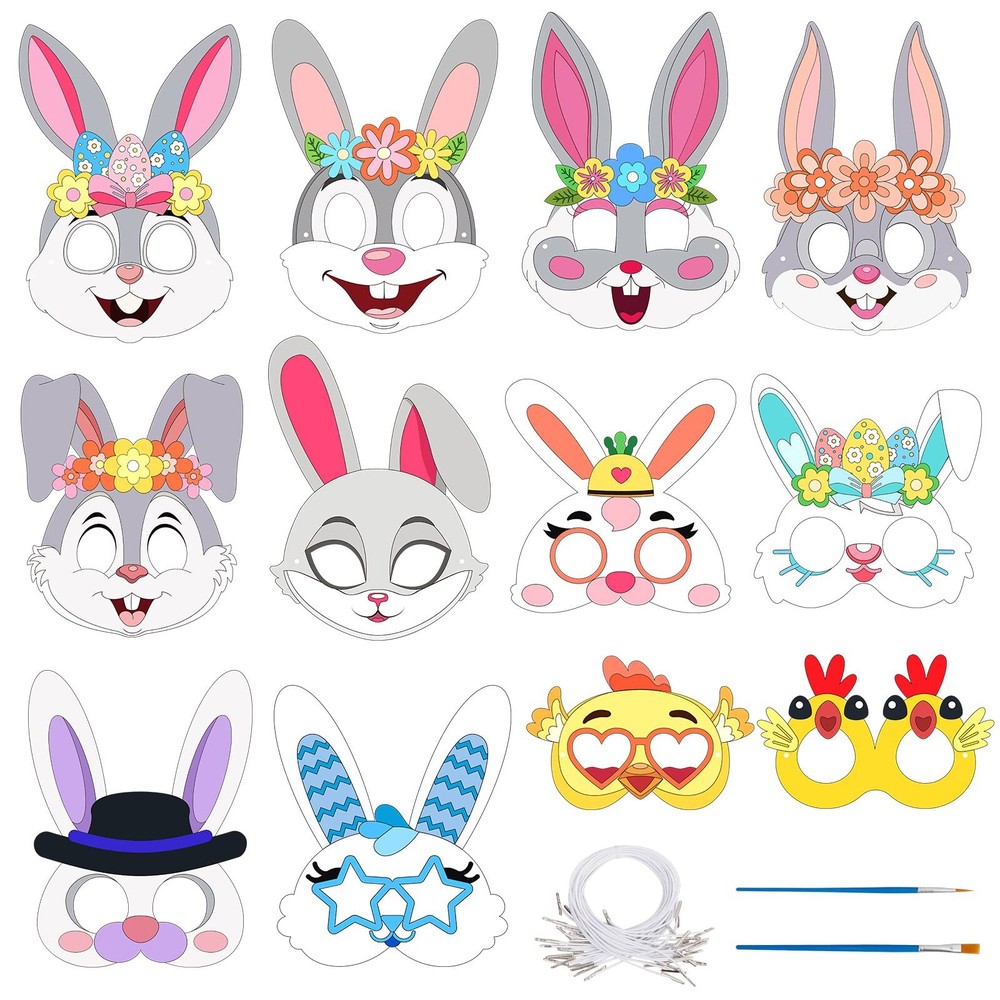 Hop Into Creativity: 24 Pack Easter Bunny Mask Craft Kit! 🐰🎨✨NWT