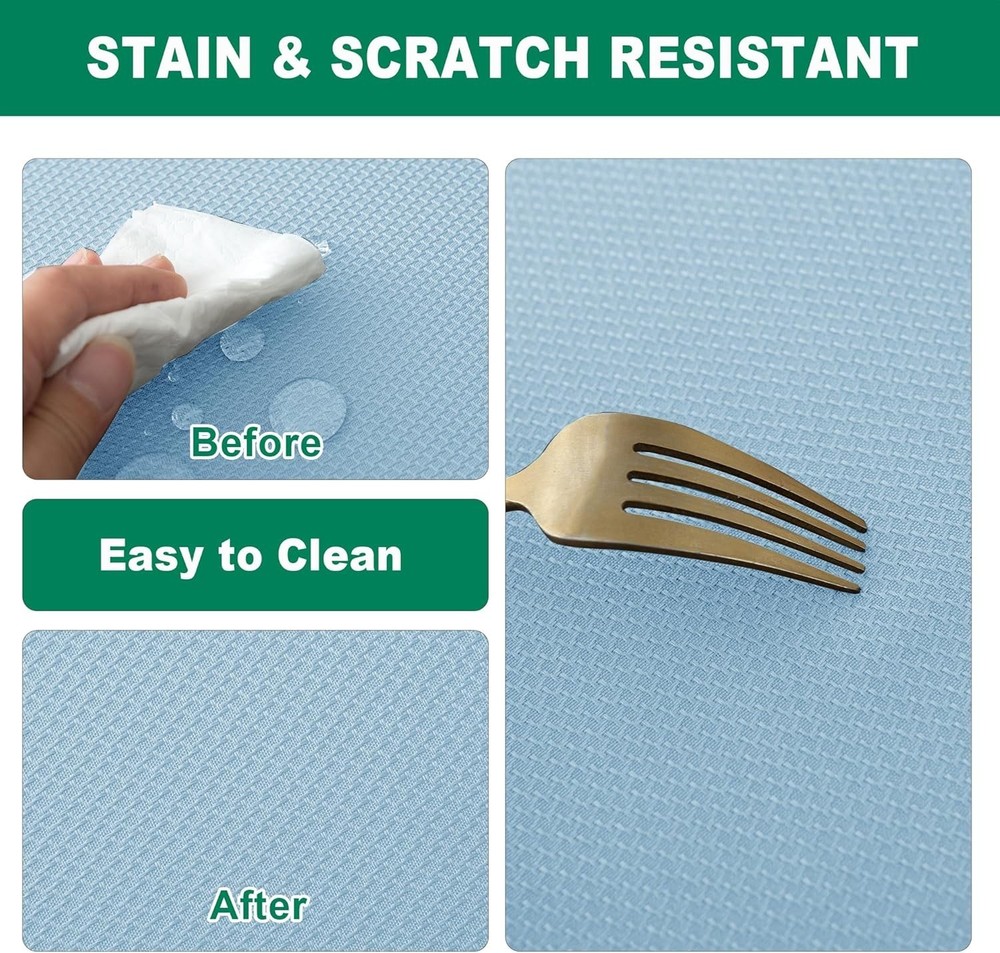 Textured Fabric Tablecloths 60x84 Inches Rectangular, Light Blue Water Resist...