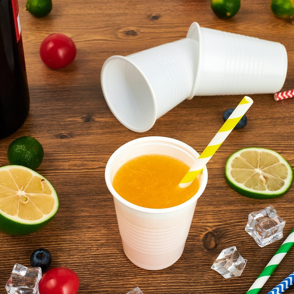 500 Pack 5 oz Disposable Plastic Cups, Small Plastic Drinking White Beverage ...
