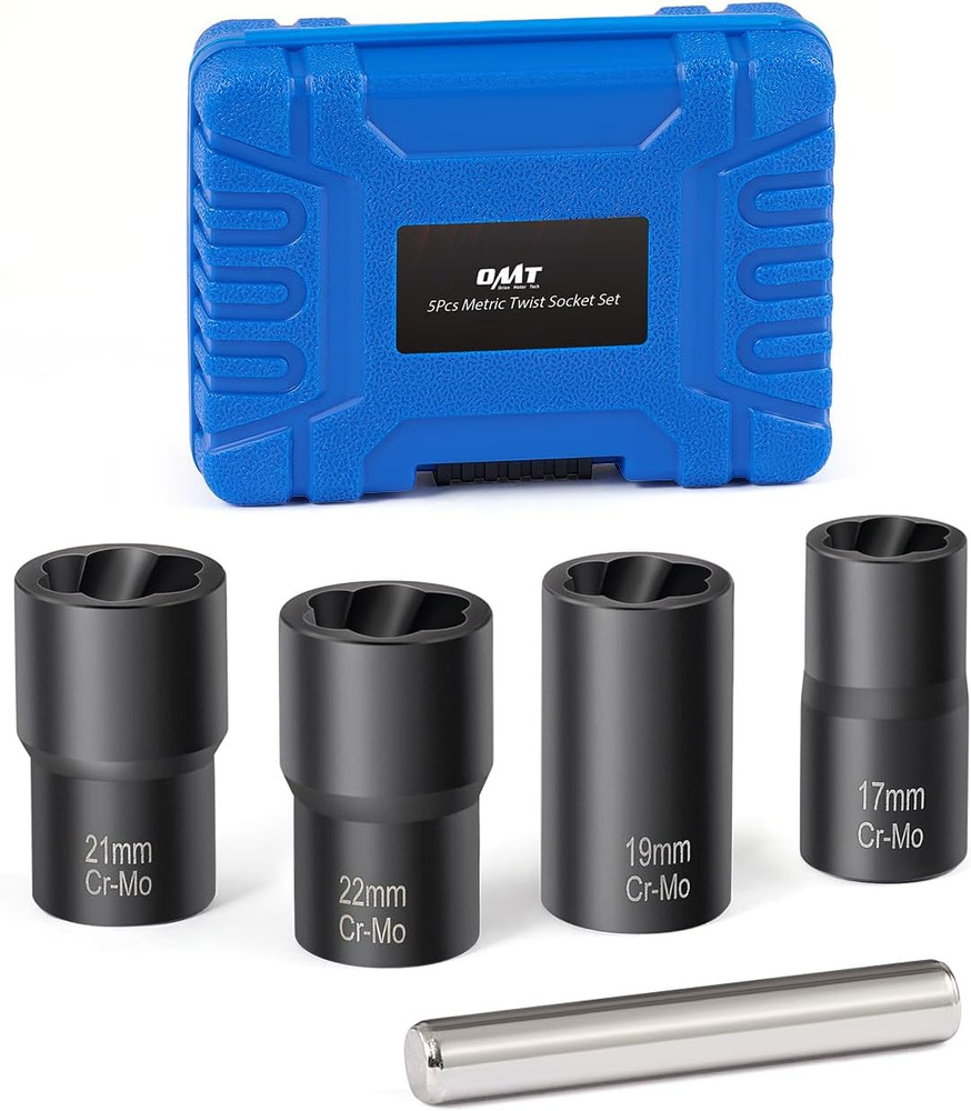Twist Socket Tool Set 1/2in Drive 5Pc Bolt Extractor Rounded Bolt Lug Nut Remove