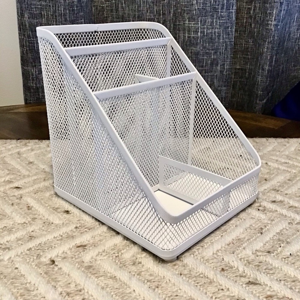 Bright Room White Mesh Desktop Organizer 7”x7”x6”Deep