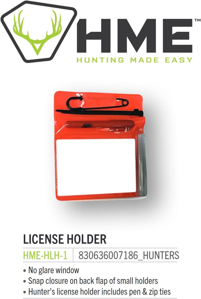 Durable Secure Waterproof Zip-Lock Hunter'S License Holder with Built-In Snap -
