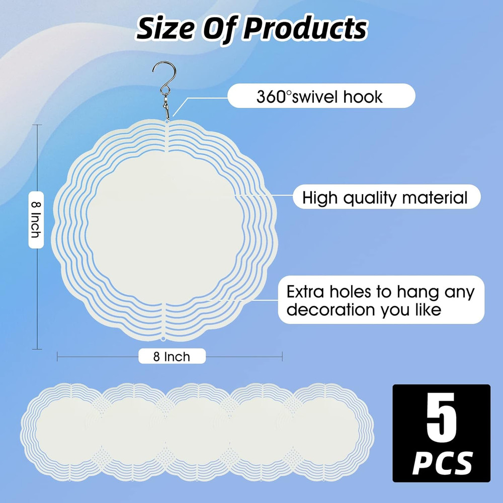 5 Pack Sublimation Wind Spinner Blanks 8 Inch Wind Spinners Sublimation Blanks 3