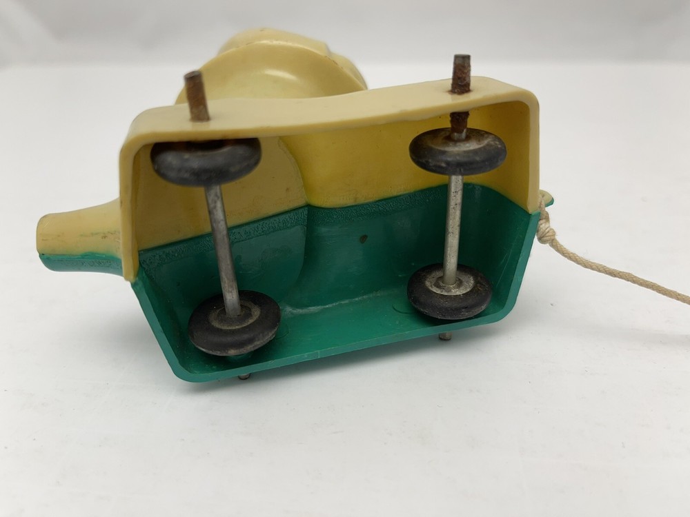 Rare Two Color Plastic Clown Pull Toy