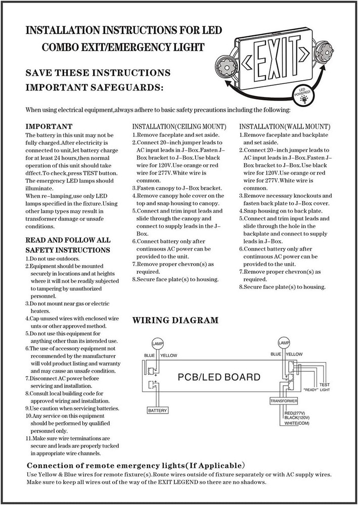 2 Pack LED EXIT Sign Light Combo with Back-up Battery for Commercial UL Listed