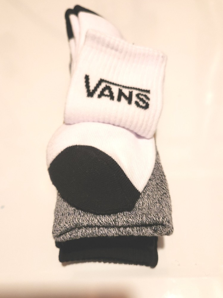Vans Mens Classic Crew Socks 3-Pack Basics Black White Grey Multi Color