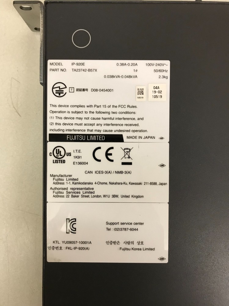 Fujitsu IP-920E MPEG4 Video Encoder FC40752EUH TA23742-B57X