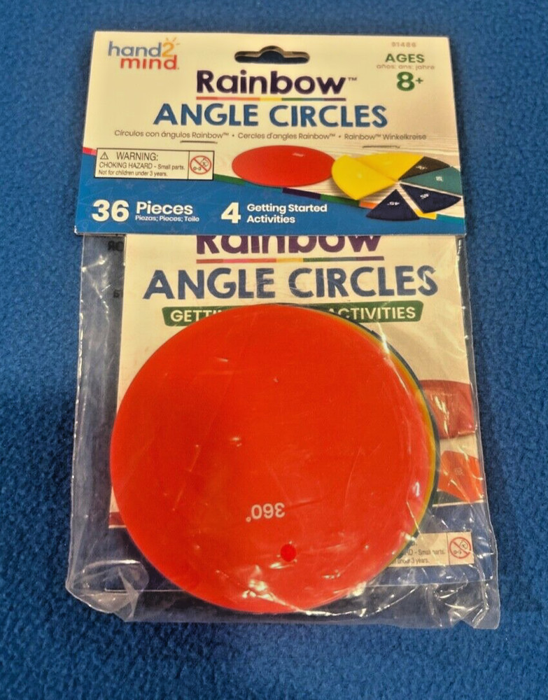 Hand2Mind Rainbow Angle Circles Visual Geometry 36 Pieces, 4 Activities, Plastic