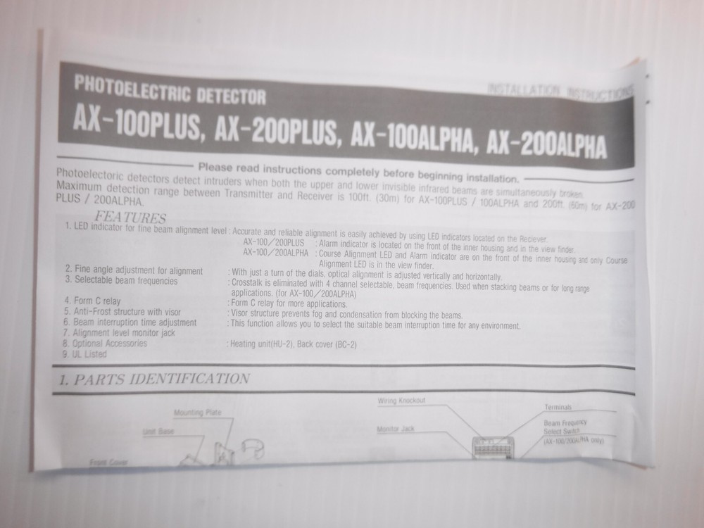 Optek AX-100PLUS Photoelectric Detector