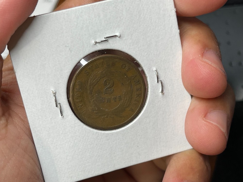 1865 US 2 Cents Piece Coin Mint Error? or Damaged