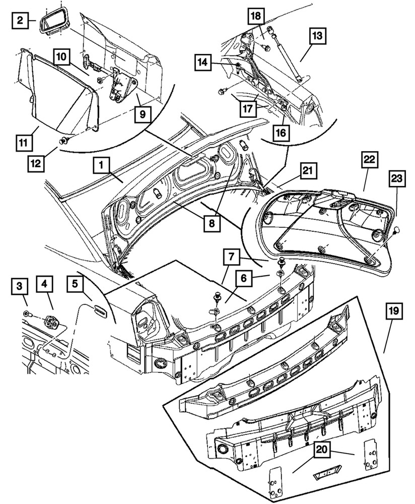 Genuine Mopar Deck Lid Latch Cover 5065765AC