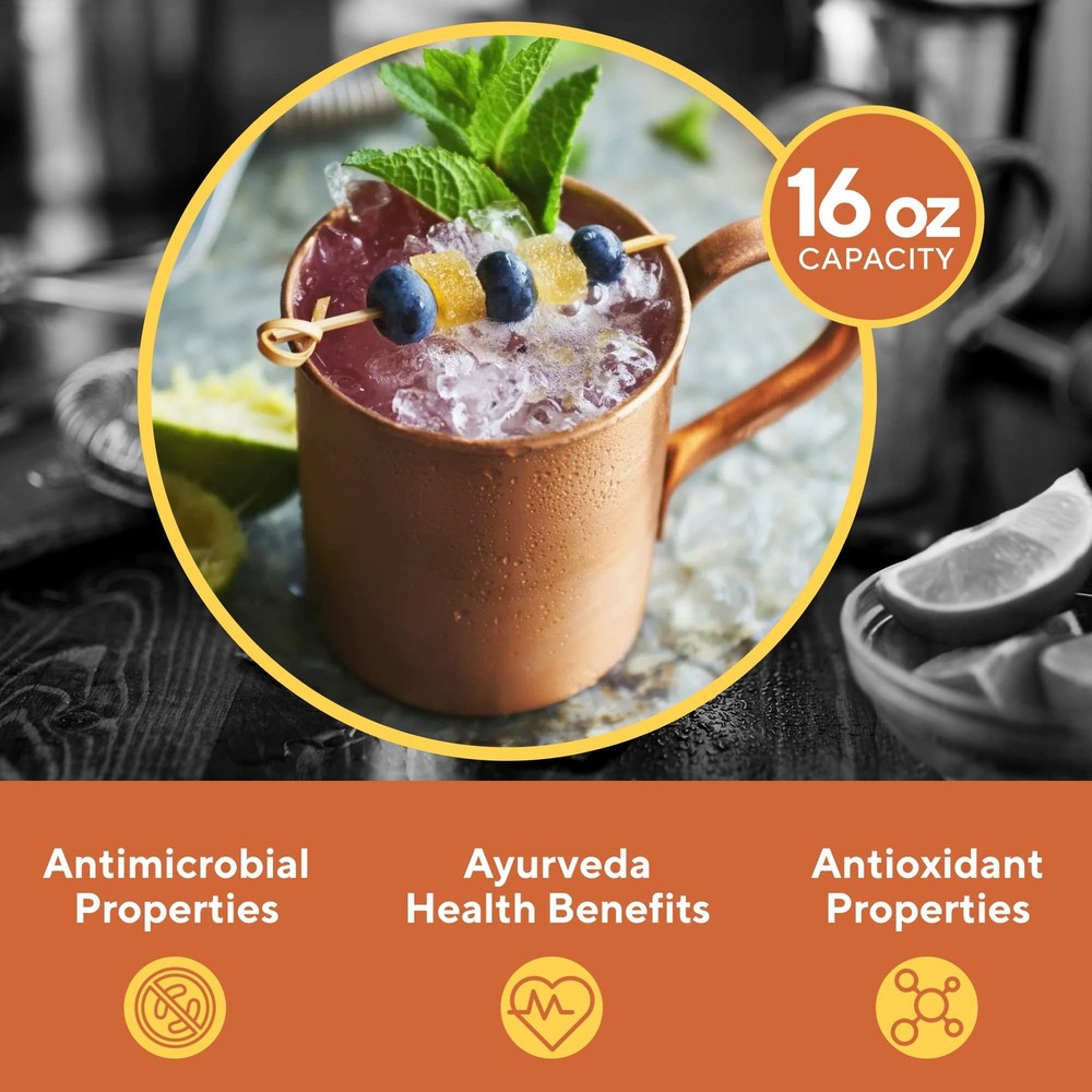 Moscow Mule Copper Mug 16oz Solid Unlined Authentic Cocktail Mug NEW