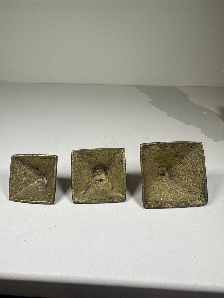 Vintage Solid Brass Egyptian Pyramids, Stackable, Set of Three