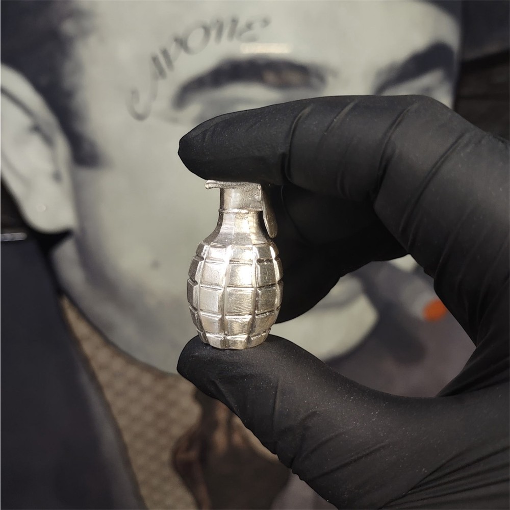 .999 Silver MK2 Fragmentation Grenade Bullion Statue – 93 Grams Approx.