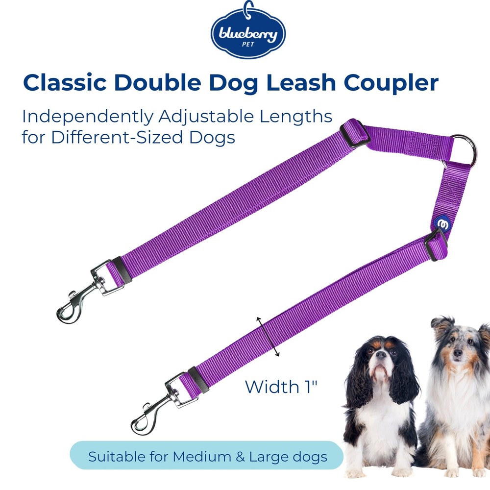 Essentials Durable Classic Double Dog Leash Coupler, Dark Orchid, Medium/Larg...