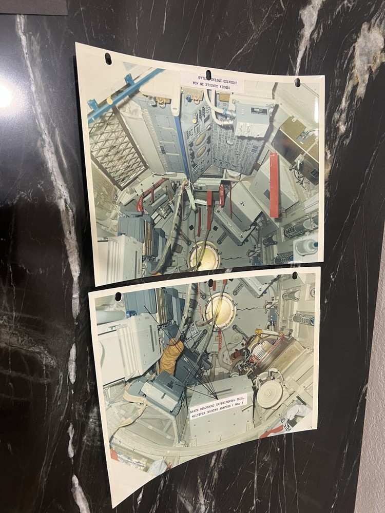 2 NASA Vintage Skylab Construction Bendix Console Kodak Photo Original