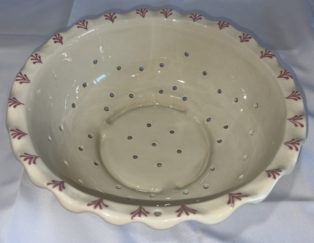Large Ceramic Decorative Berry/Pasta Colander Hand Made - Initialed *KS