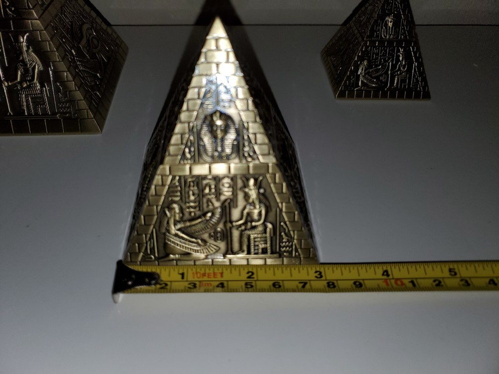 Metal Egyptian Pyramids Sculptures Set (3 Pcs)