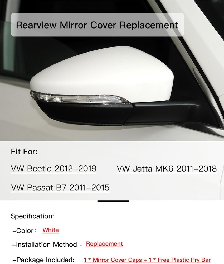 Direct Replacement Right Passenger Side Mirror Cover Cap Compatible with VW