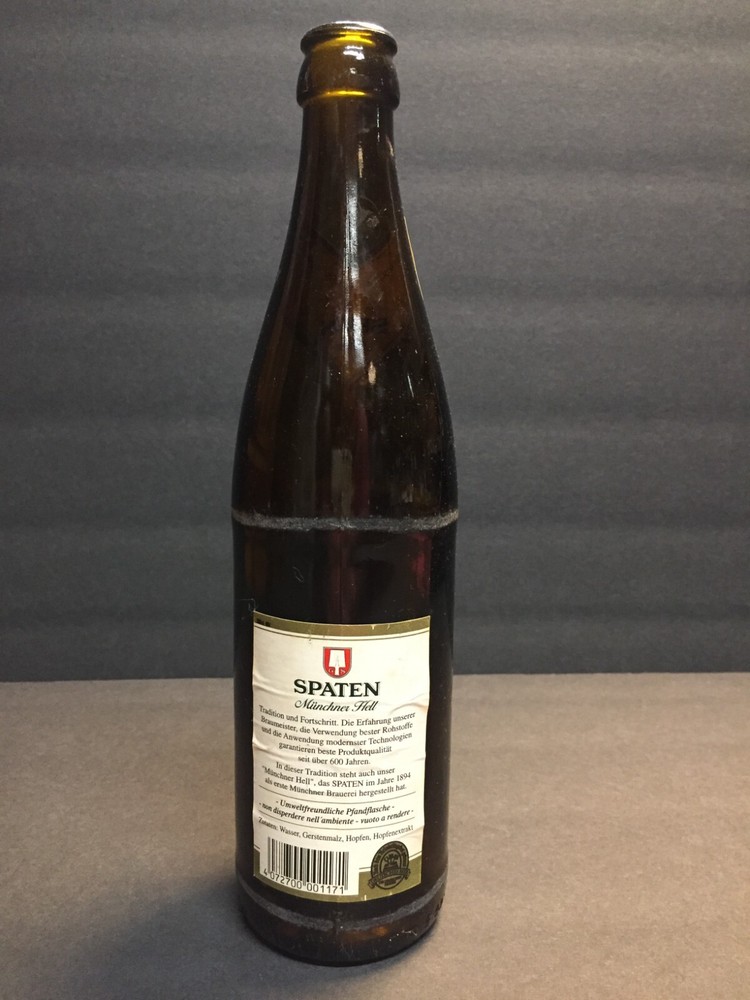 Spaten Munichner Hell EMPTY Imported German Beer Brown Bottle Vintage