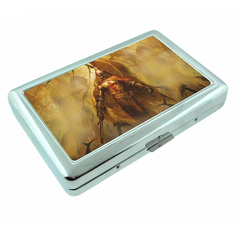 Medieval Knight D8 Silver Metal Cigarette Case RFID Protection Wallet