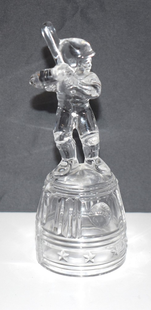 RARE Vintage Clear Glass Baseball Player Batter Candy Container