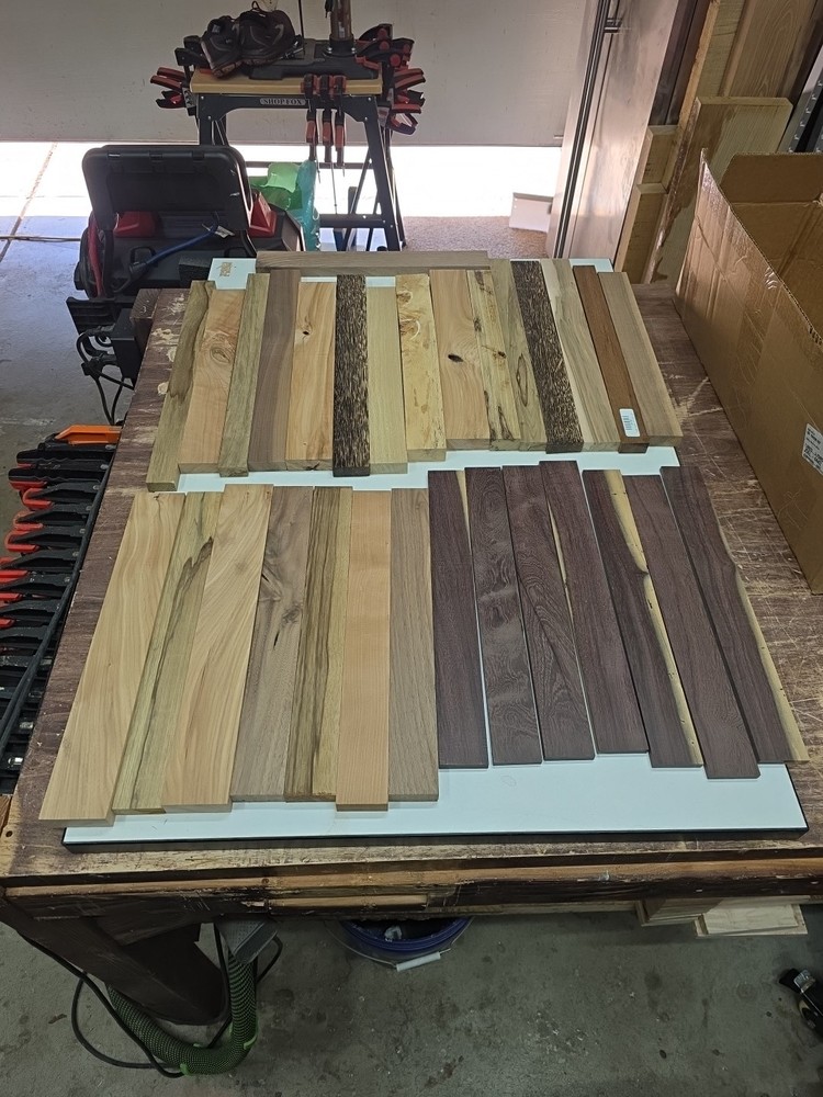 Assorted Exotic And Domestic Cutting Board Strips. 41 Total.