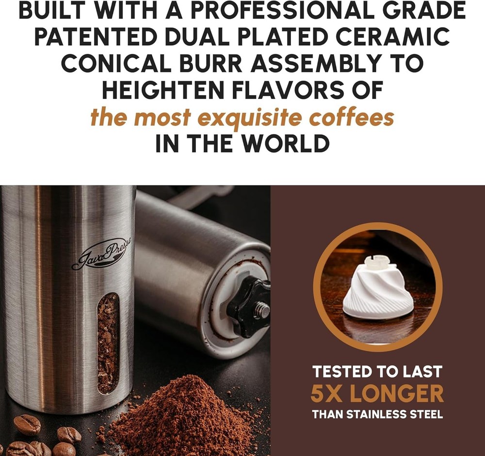 Portable Stainless Steel Coffee Grinder - 18 Settings