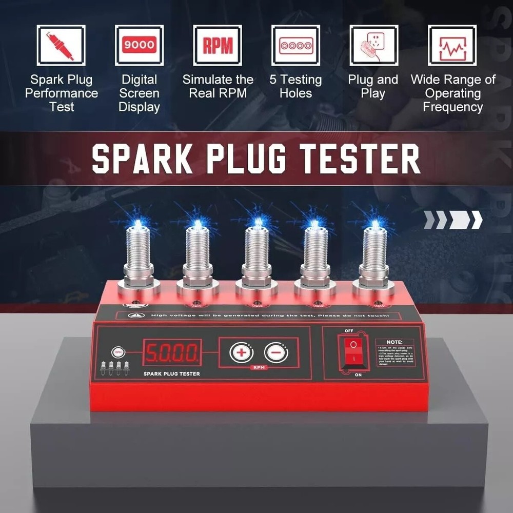 Car Spark Plug Tester Analyzer Ignition Coil Test Detect 5Socket Diagnostic Tool