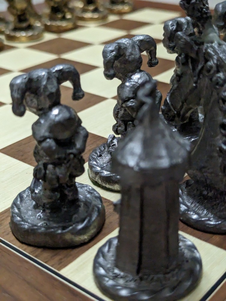 Rare Vintage Michael Ricker Pewter Circus Chess Set