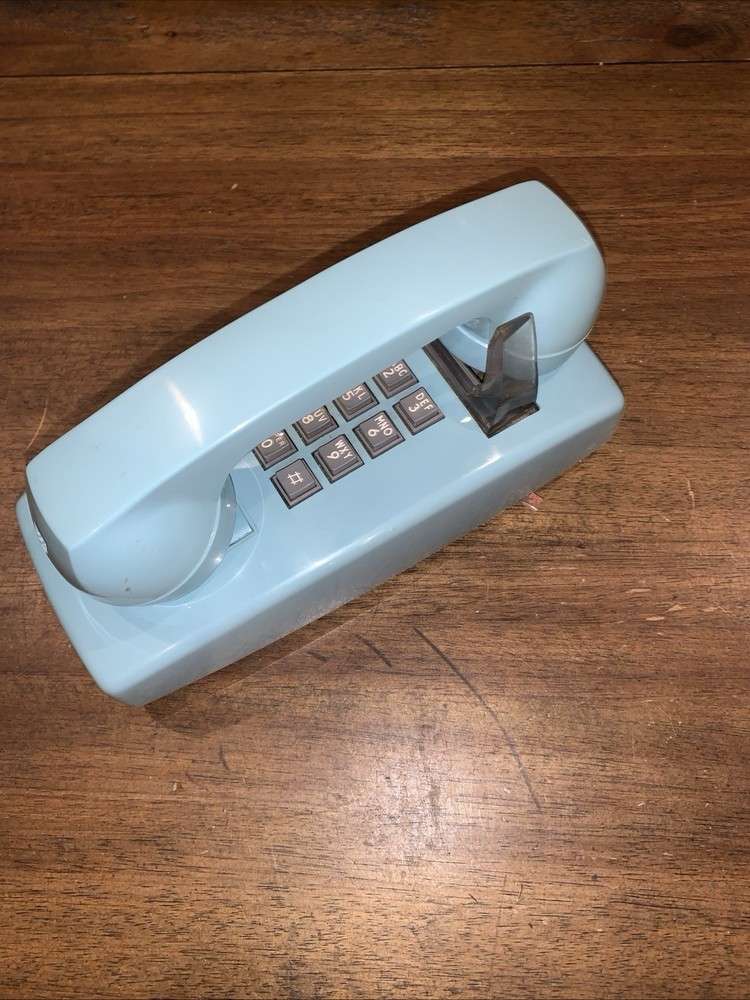 VTG ITT Aqua Turquoise Wall Phone Push Button Circa 1986 Untested- No Cable