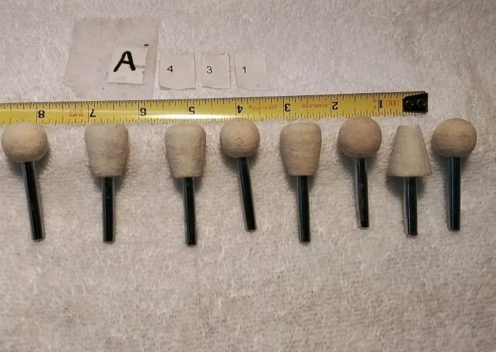 8pc 1/4" SHANK FELT POLISHING BOB'S