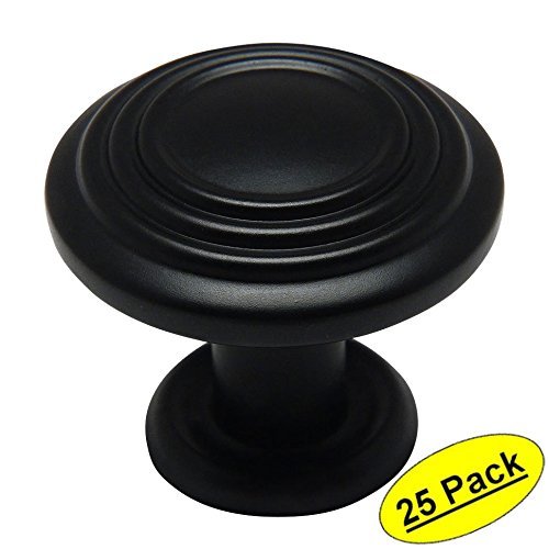 *25 Pack* Cabinet Hardware Flat / Matte Black Knobs #4122FB