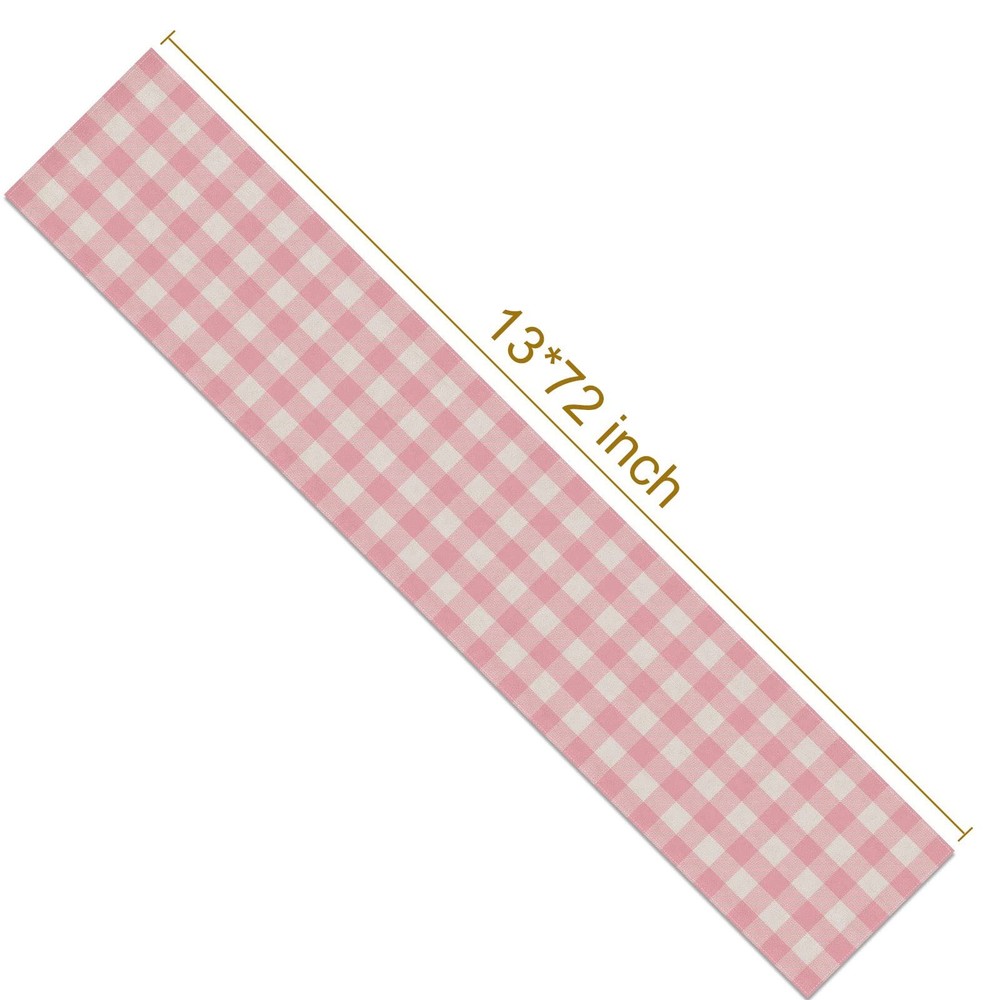 Pink White Buffalo Check Table Runner 13x72" Easter Gingham Party Decor
