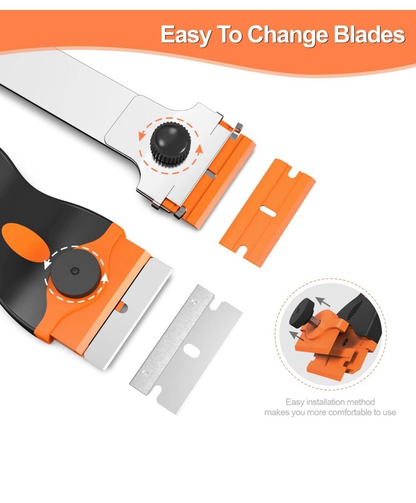 Razor Blade Scraper 2PC Tool Set For Removing Label Registration Sticker Decal