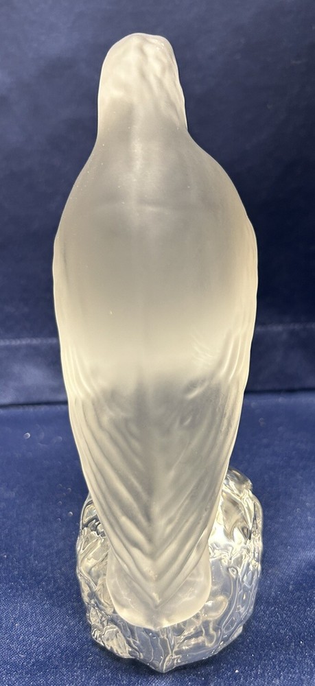 Vintage CRYSTAL FROSTED BIRD ON CLEAR BASE 7”